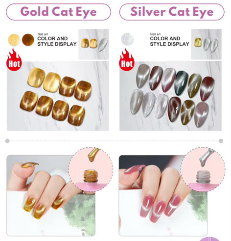 Gold & Silver cat eye gel