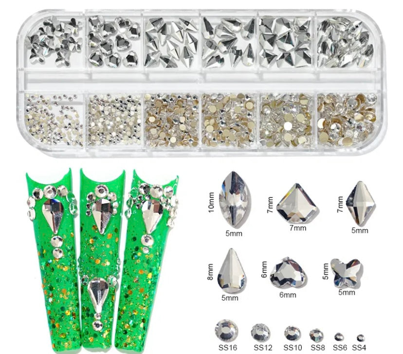 Shaped and round rhinestones box