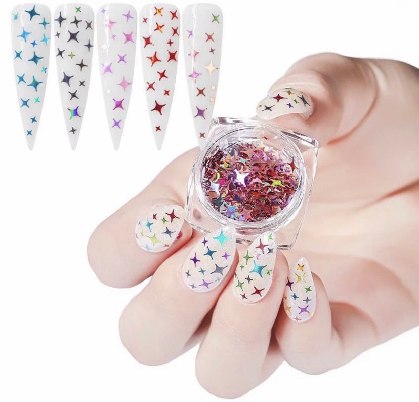 Holographic Four Angle Star Sequin set