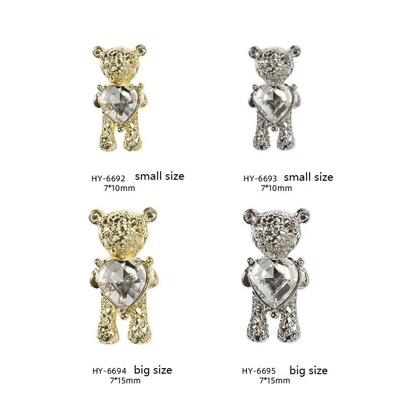 Four different types of Luxenailhaven Zircon Teddy Charms in different colors.
