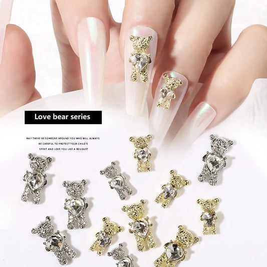 Luxenailhaven Zircon Teddy Charms nail art stickers.