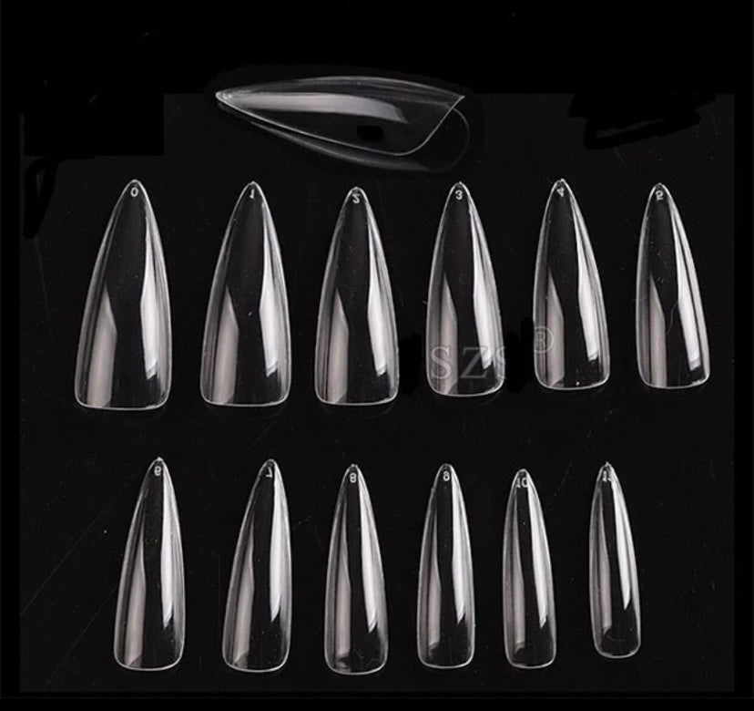 Long Full Cover Stiletto Nail Tips