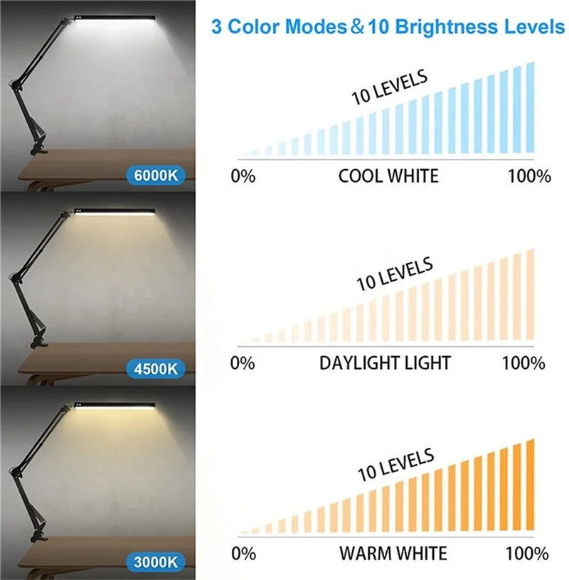 Led table lamp with clamp