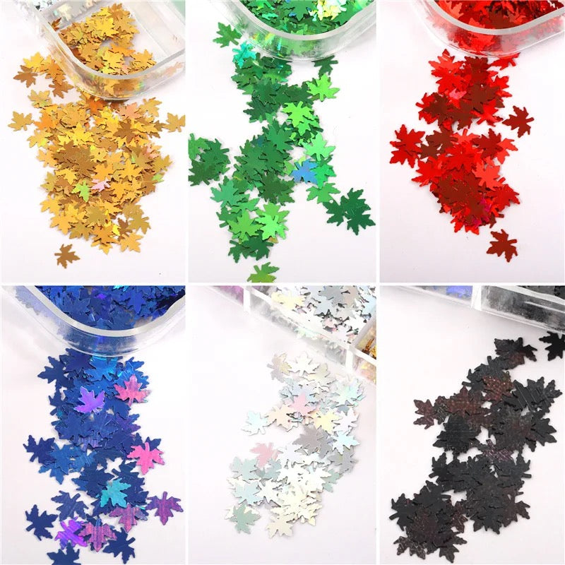 Holographic Maple Leaves Sequin Set