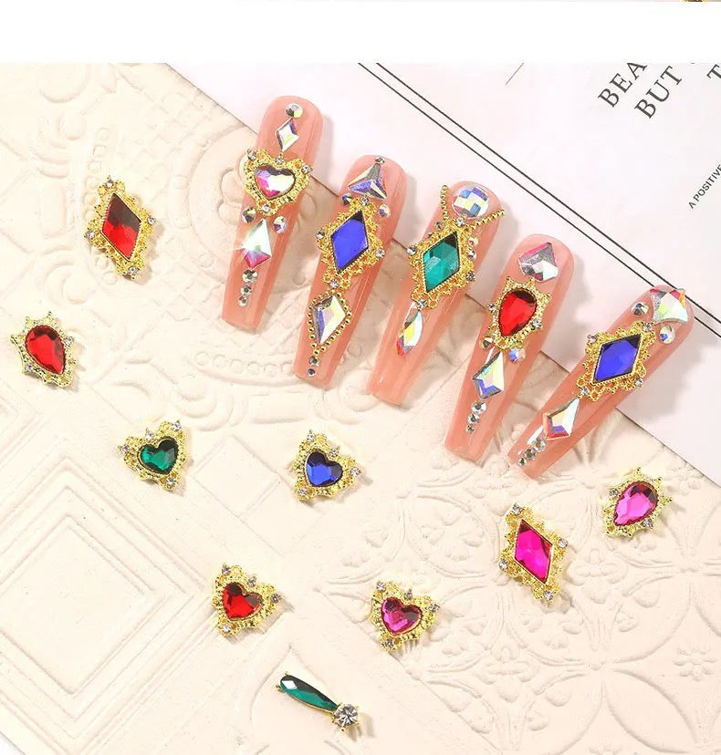 A set of Luxenailhaven Zircon Variety Charms nail stickers with rhinestones and rhinestones.