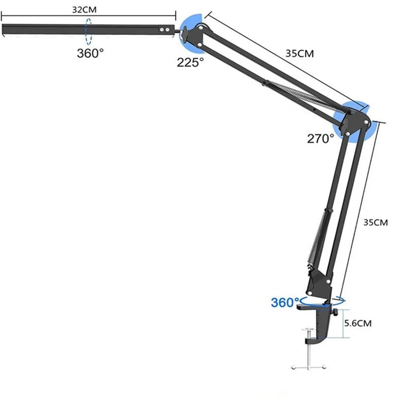 Led table lamp with clamp