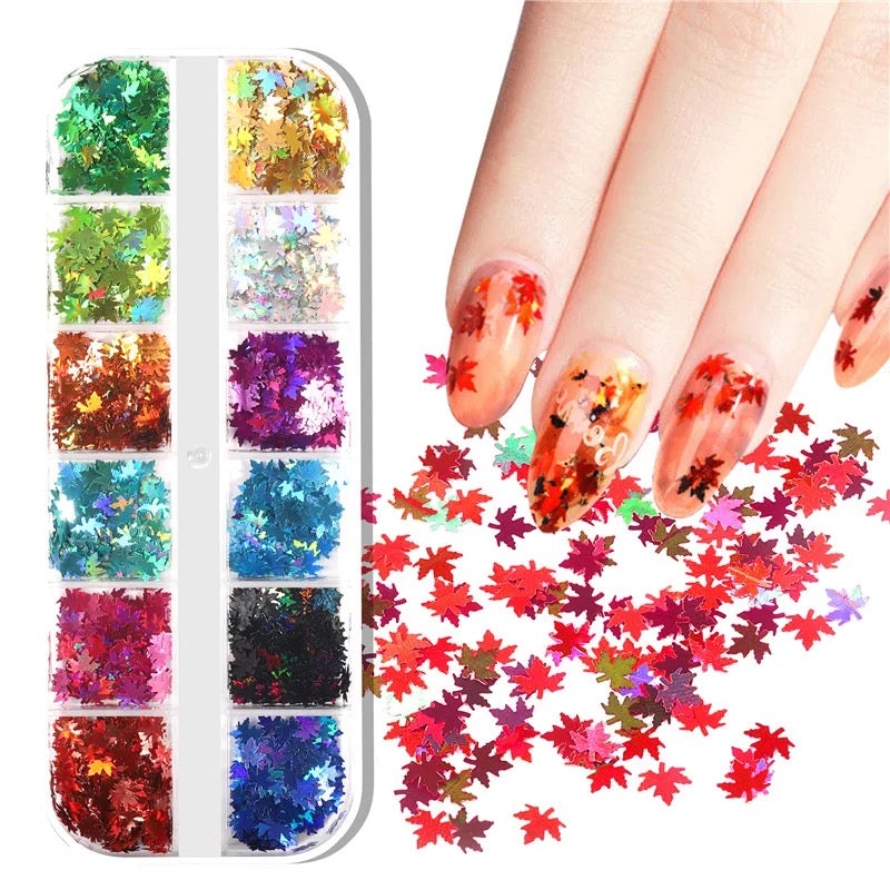 Holographic Maple Leaves Sequin Set